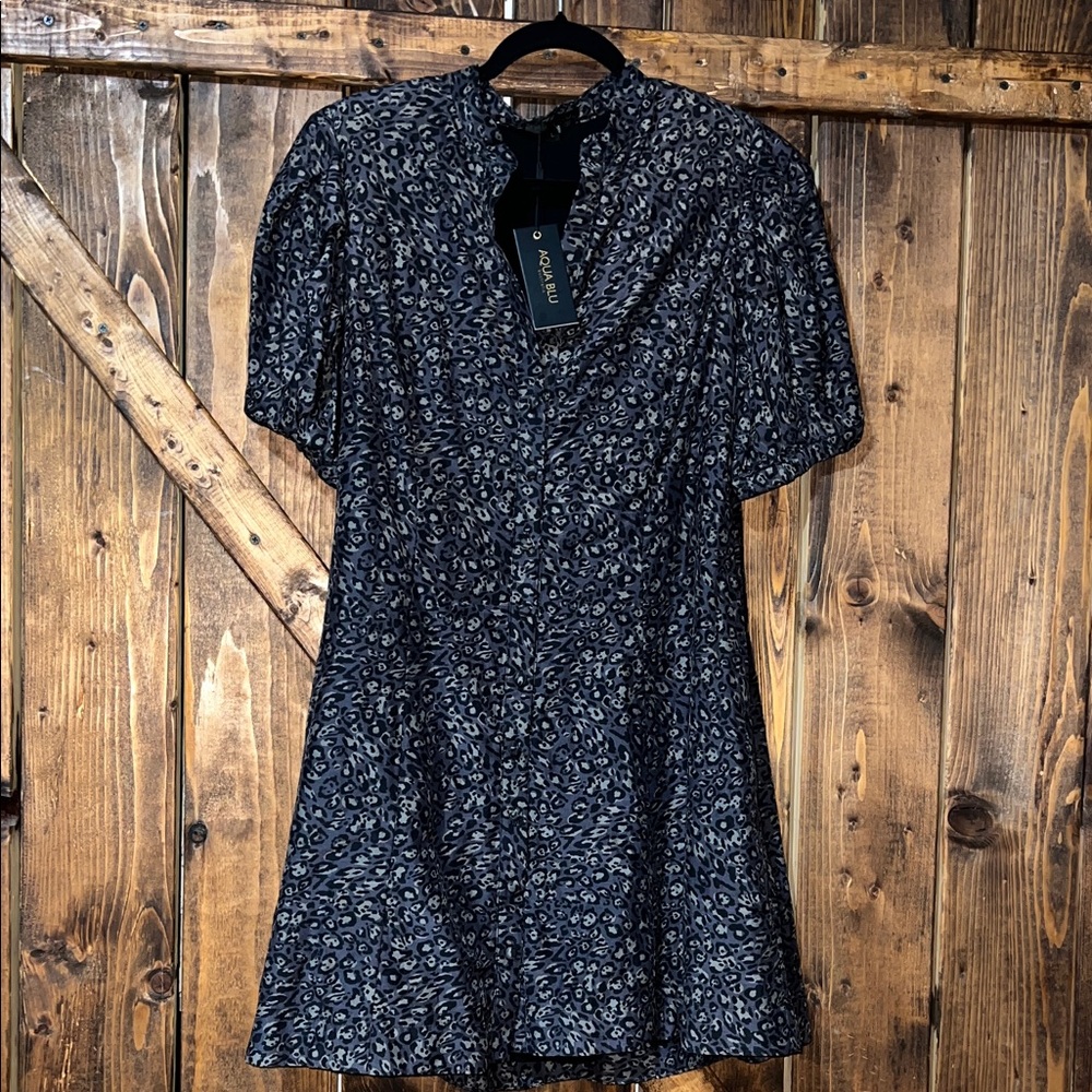 Aqua Blu Black and Gray Mini Dress